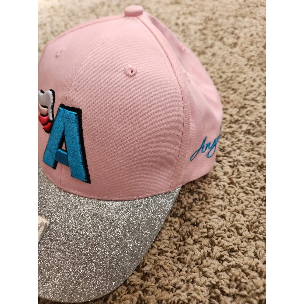 Ace Cap‎ Inc Pink Angel Baseball Hat Silver Glitter Brim Winged A Embroidered